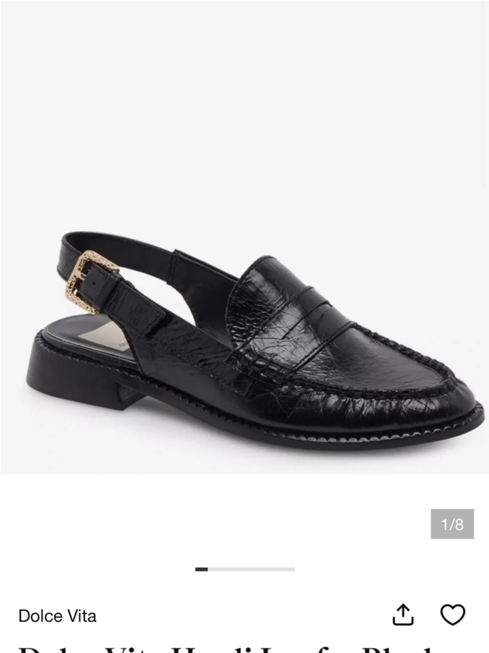 Dolce Vita Hardi Loafer Black Leather Slingback Shoes Size 9